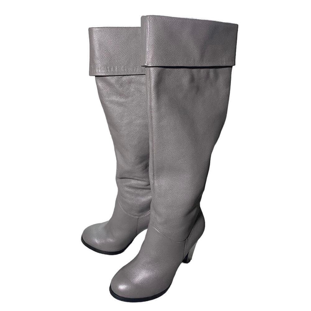 Colin Stuart Gray Pebbled Leather Knee High Boots - 6